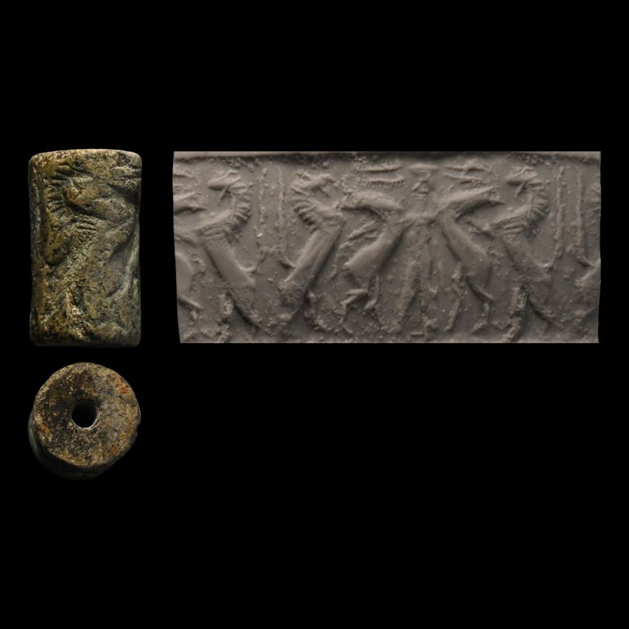 Akkadian Grey Stone Cylinder Seal