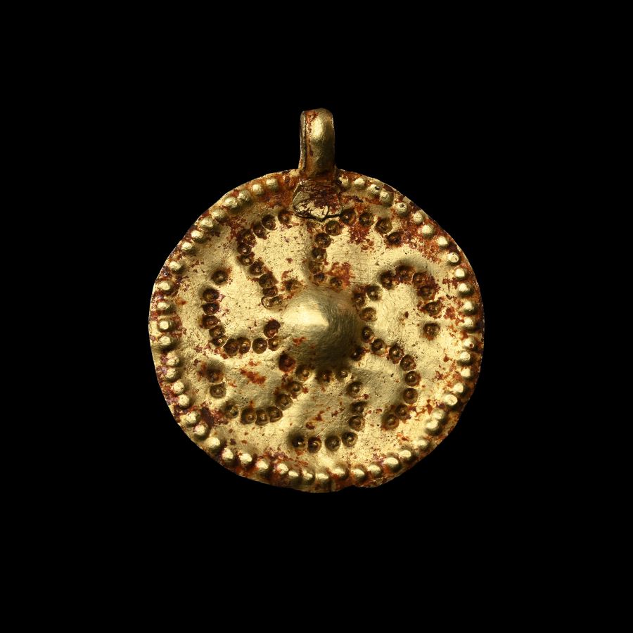 Viking Gold Sun-Whorl Bracteate Pendant