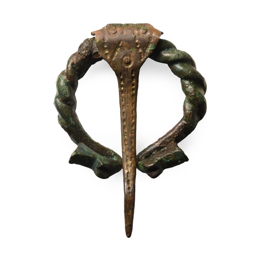 Viking Bronze Penannular Brooch with Dragon Heads