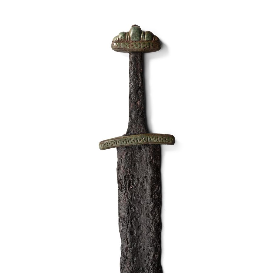 Viking Age Iron Pattern-Welded Sword with Decorated Hilt and Chape