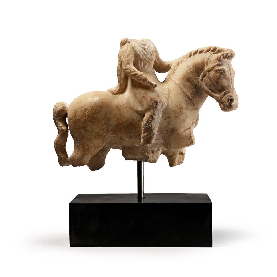 Roman Marble Figure of a Phrygian Deity on Horseback
