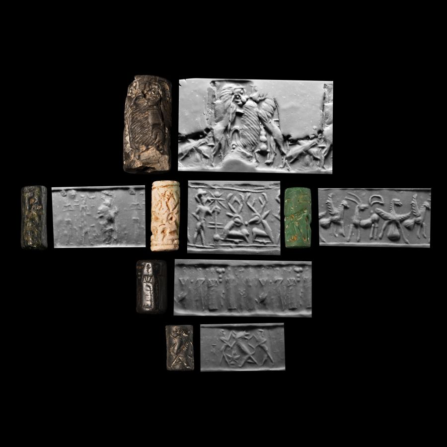 Western Asiatic Stone and Faience Cylinder Seal Group