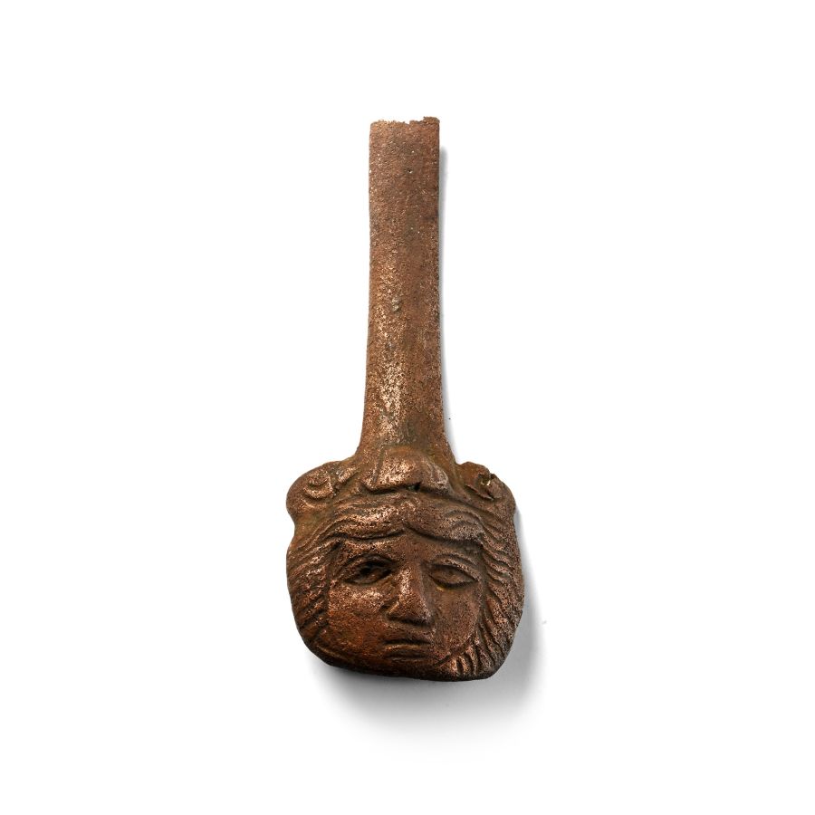 Roman Bronze Handle with Face