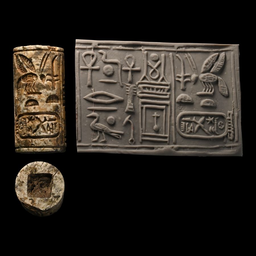 Egyptian Stone Cylinder Seal with Cartouche of Psusennes