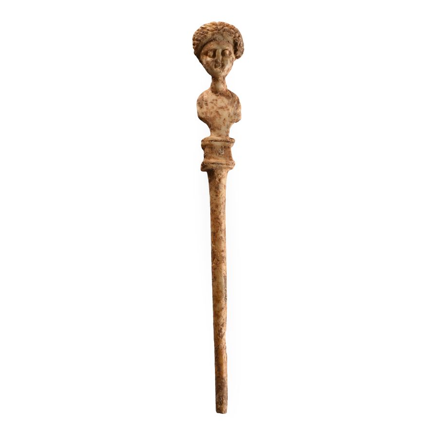 Roman Bone Pin with Bust