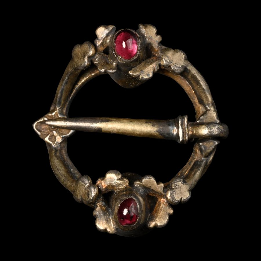 Medieval Silver-Gilt Brooch with Garnets