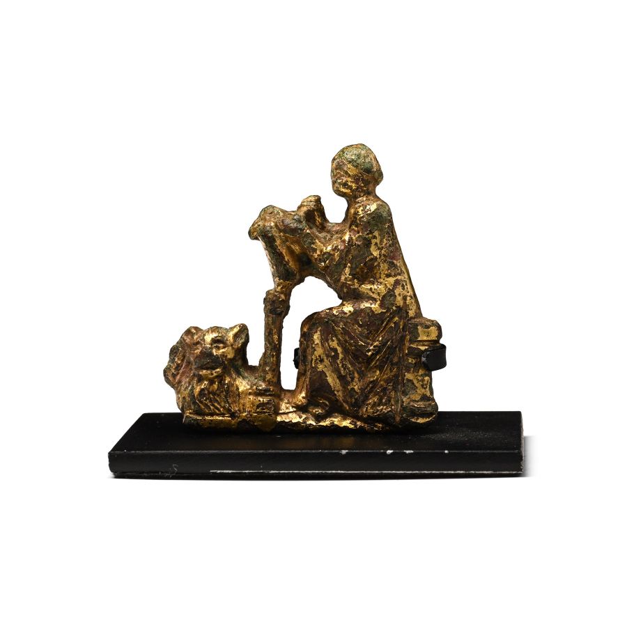 Medieval Gilt Bronze Mount of Saint Mark with Lion