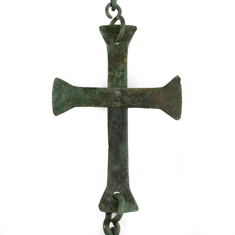 Byzantine Bronze Polycandelon Hanger Chain with Cross