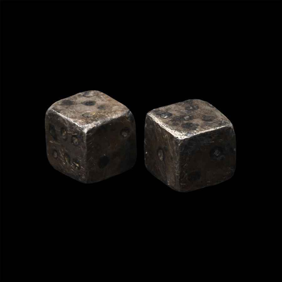 Roman Silver Niello Inlaid Gaming Dice Pair