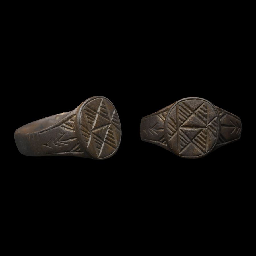 Medieval Bronze Ring with Hourglasses