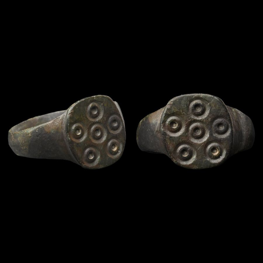 Medieval Bronze Ring with Ring-and-Dot Design
