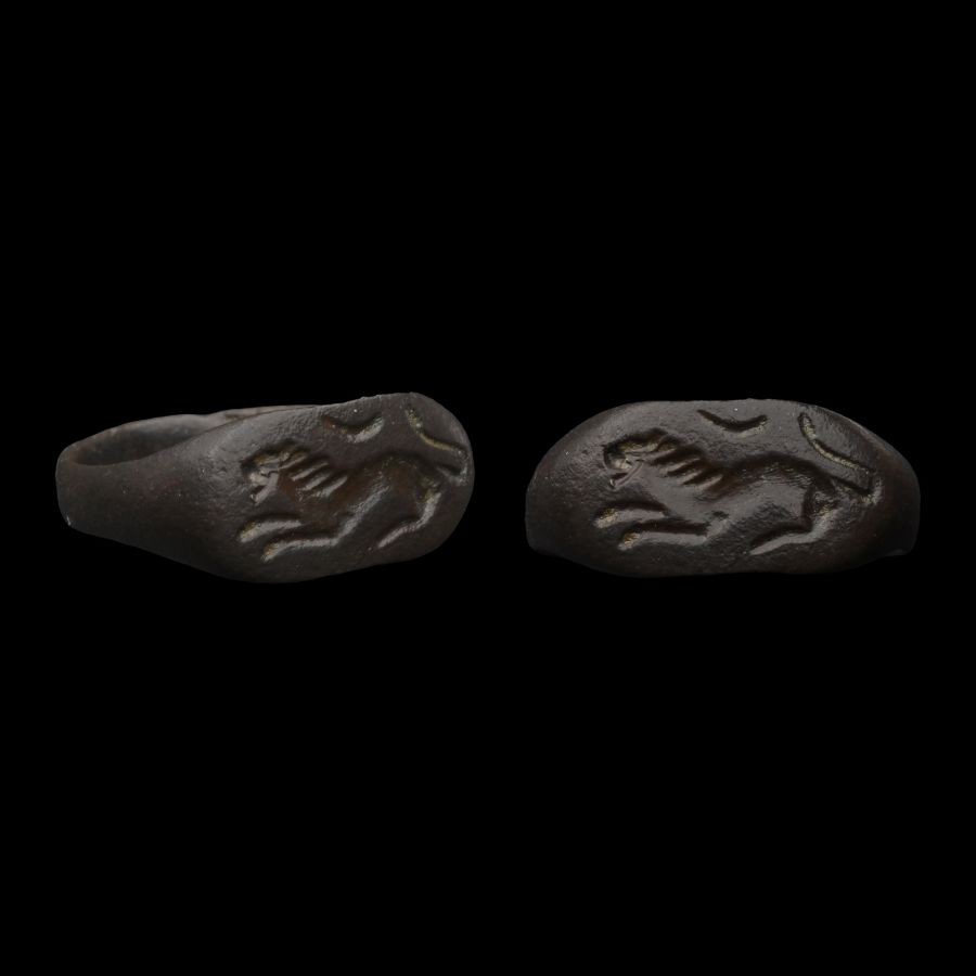 Medieval Bronze Ring with Lion