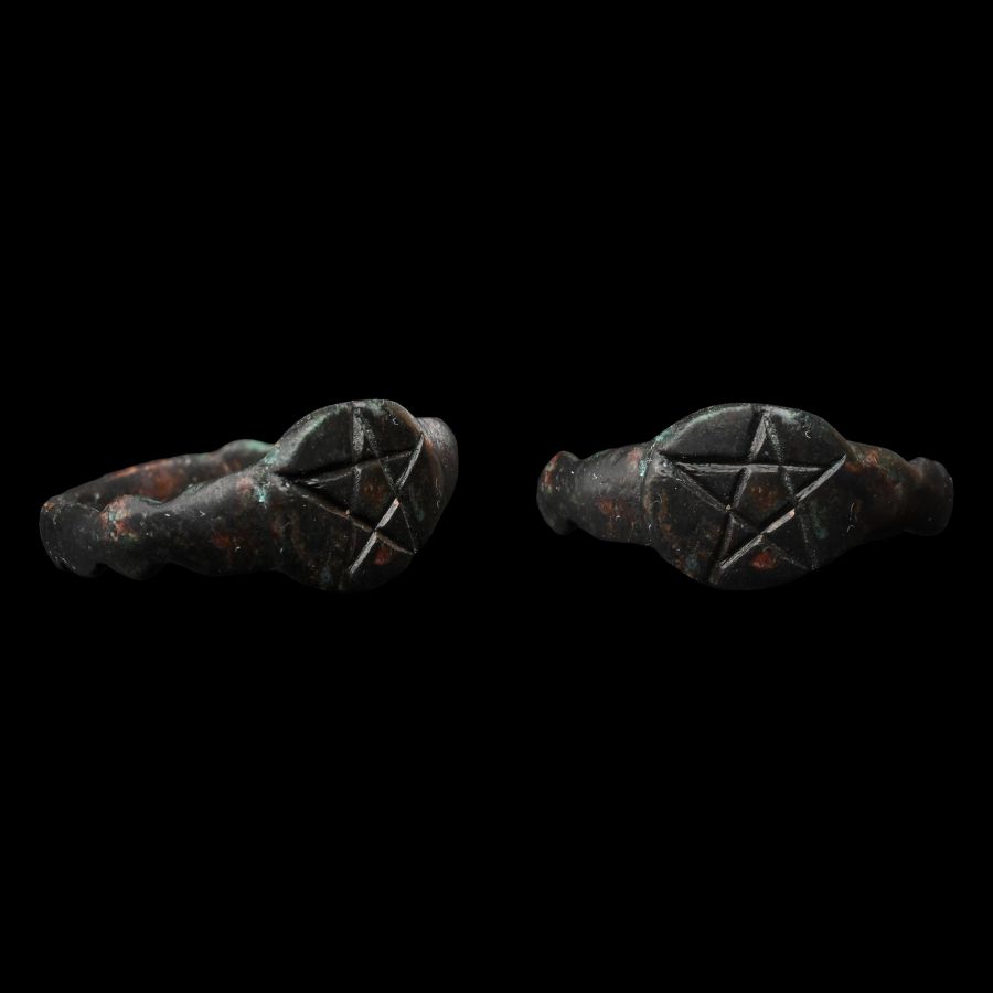 Medieval Bronze Ring with Pentagram