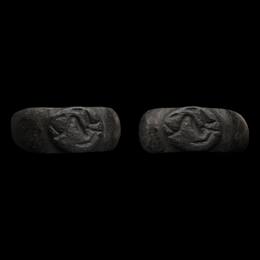 Roman Bronze Ring with Dolphin