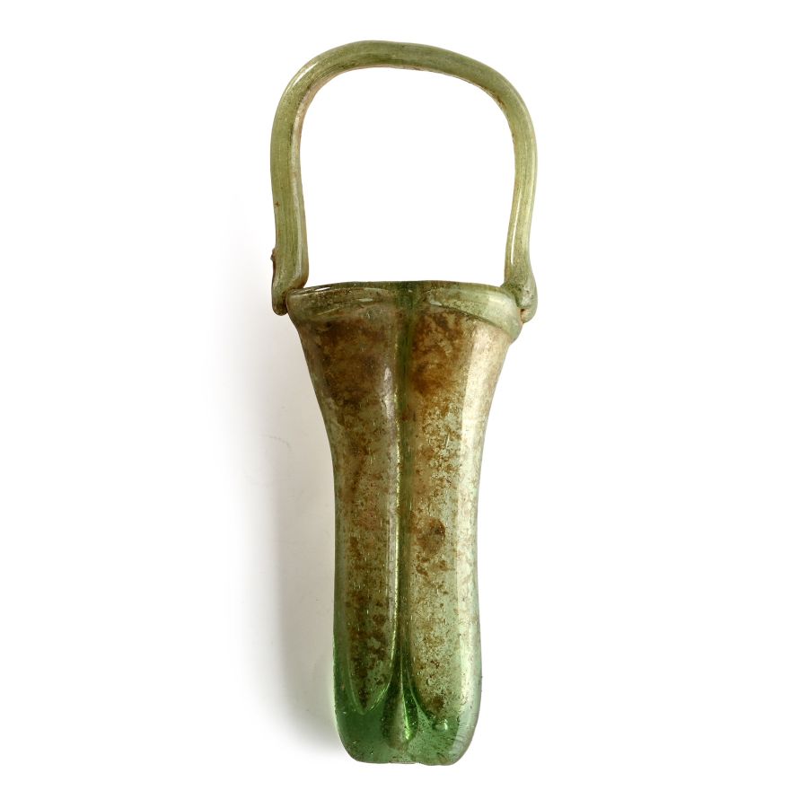 Roman Green Glass Double Unguentarium