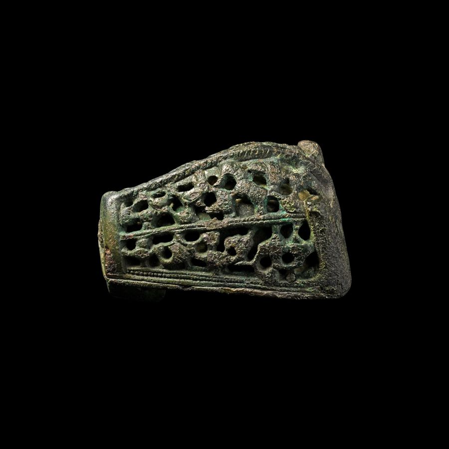 Viking Bronze Boar's Head Brooch with Openwork Beast Motif