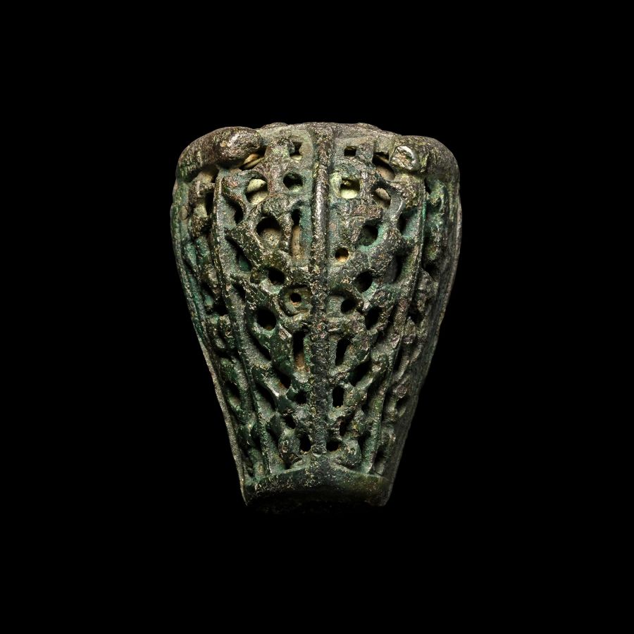 Viking Bronze Boar's Head Brooch with Openwork Beast Motif