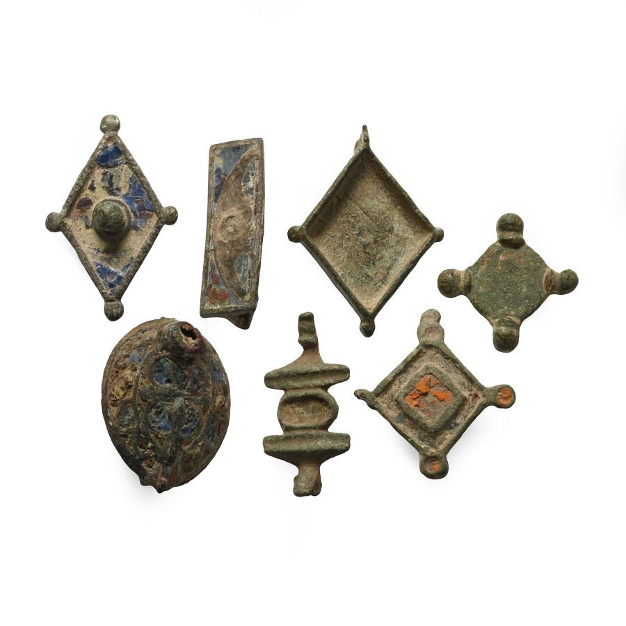 Roman Enamelled Bronze Plate Brooch Group