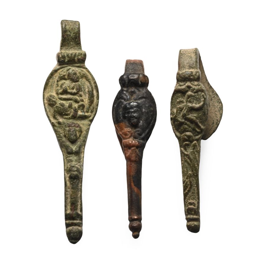 Roman Style Bronze Figural Scabbard Hook Group
