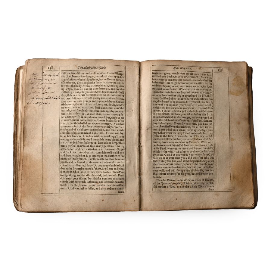 Stuart Period Skin-Covered Witchcraft Book About a Penitent Woman Seduced by a Magician that Made her to Become a Witch