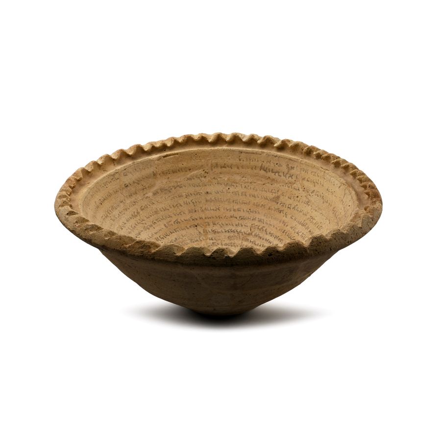 Jewish Terracotta Magical Bowl with Four Separate Bible Quotations in Aramaic Text