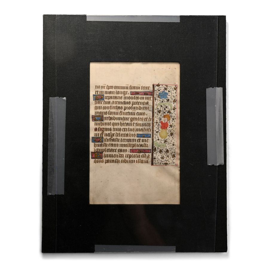 Illuminated Medieval Book of Hours Manuscript Page