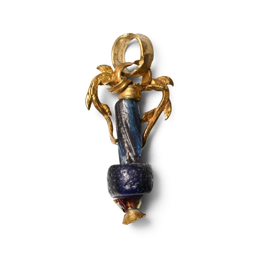 Hellenistic Gold Dolphin and Jasper Amphora Pendant