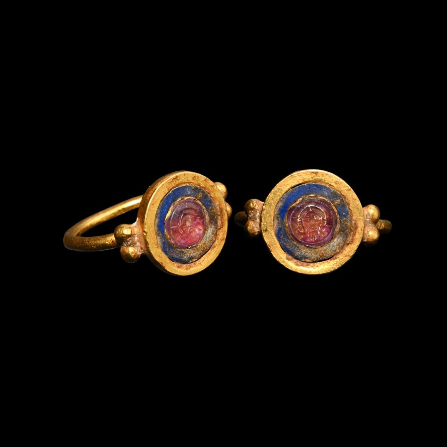 Byzantine Gold Ring with Head of Christ Gemstone