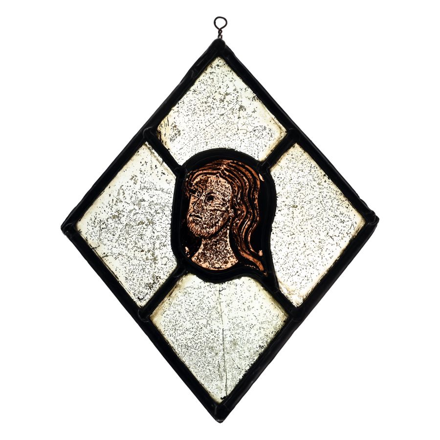 Medieval Stained Glass Panel of a Man