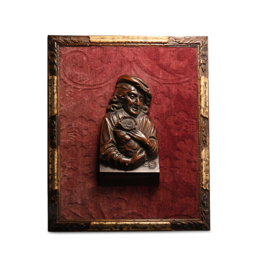 Medieval Bas Relief Representing a Gentleman Illustrating an Allegory of Avarice