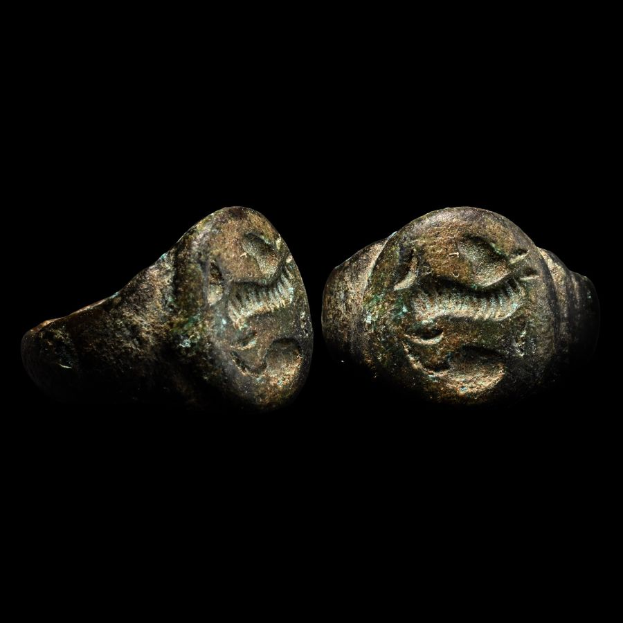 Eastern Medieval Bronze Ring with Zoomorphic Design