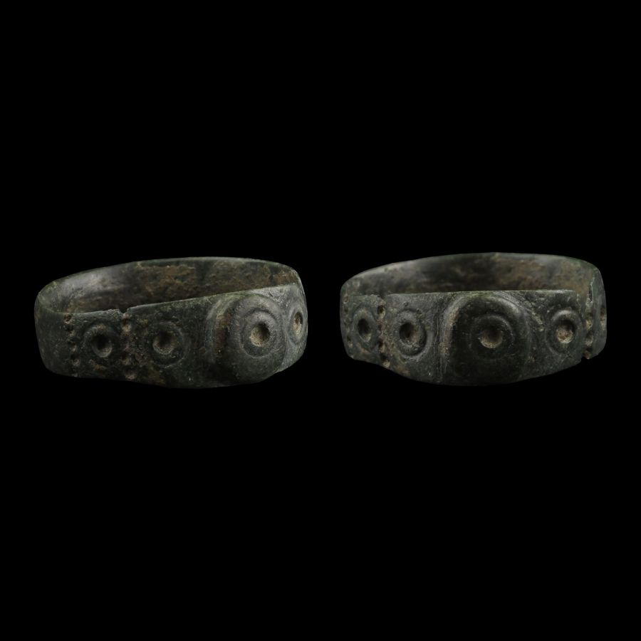 Romano-Pannonian Bronze Ring with Ring-and-Dot Design