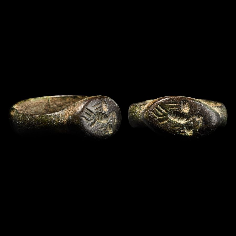 Eastern Medieval Bronze Ring with Spread Eagle
