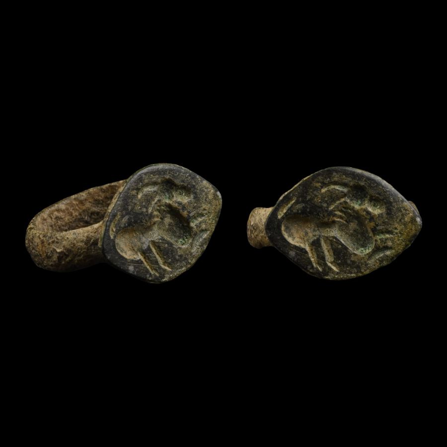 Greek Bronze Ring with Standing Antelope