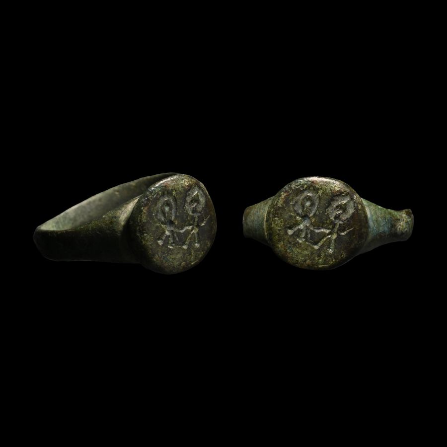 Byzantine Bronze Ring with Warrior Saints