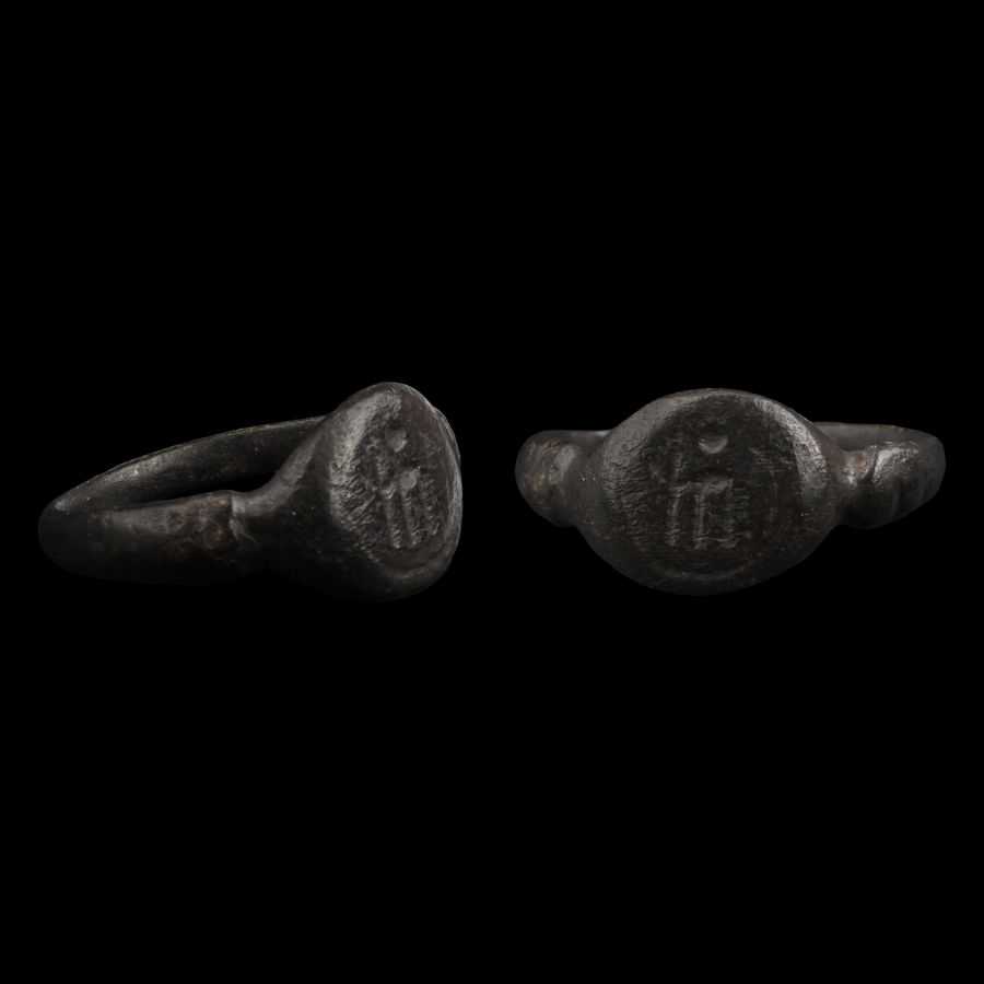 Byzantine Bronze Ring with Warrior Saint