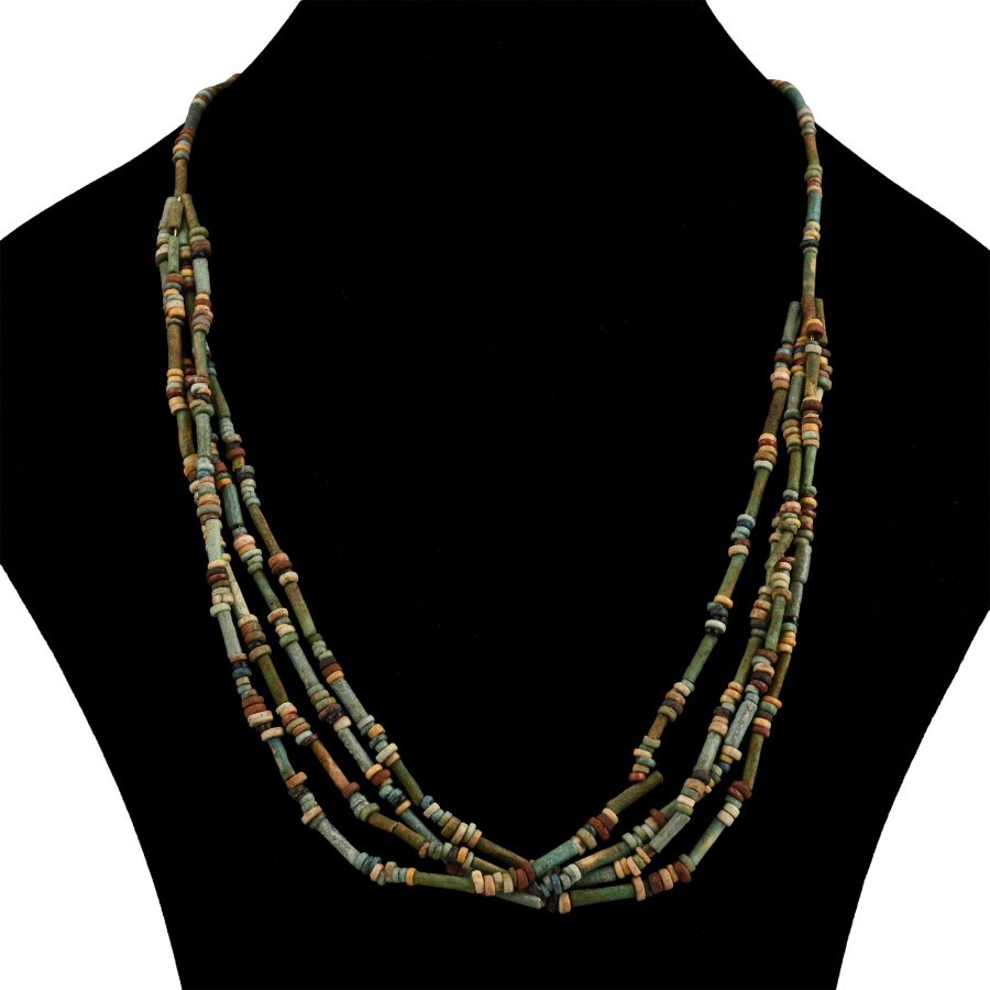 Egyptian Multi-Stranded Mummy Bead Necklace