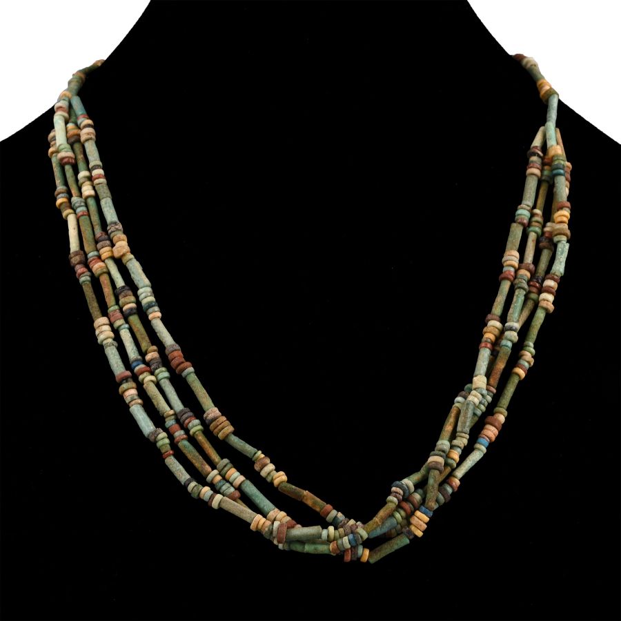Egyptian Multi-Stranded Mummy Bead Necklace