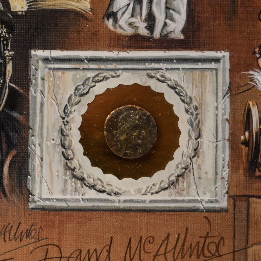 Bronze Roman Coin and Framed Limited Edition Print