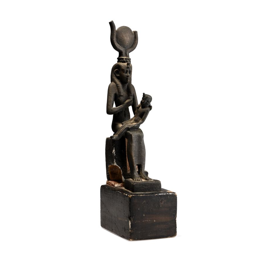 Egyptian Bronze Statue of Isis with Inscribed Base