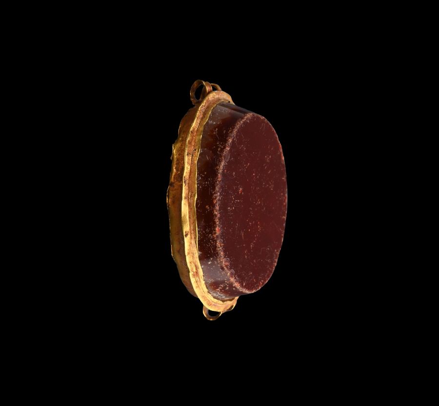 Roman Gold Cell with Jasper Cabochon