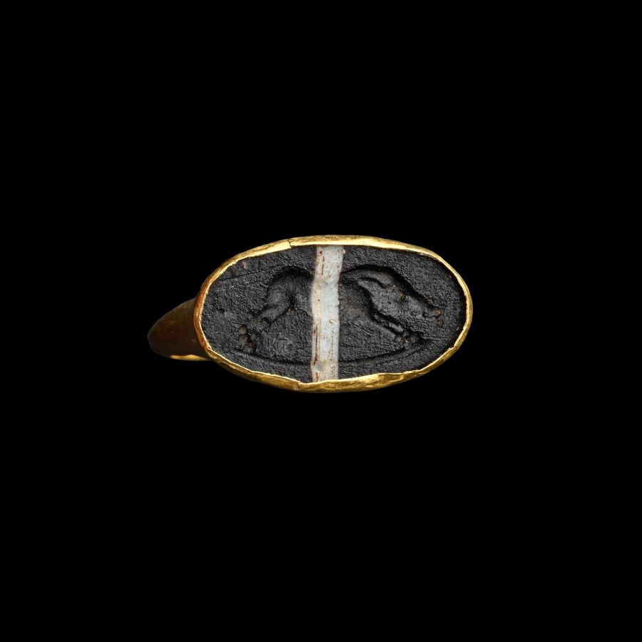 Roman Gold Ring with Greek Boar Gem