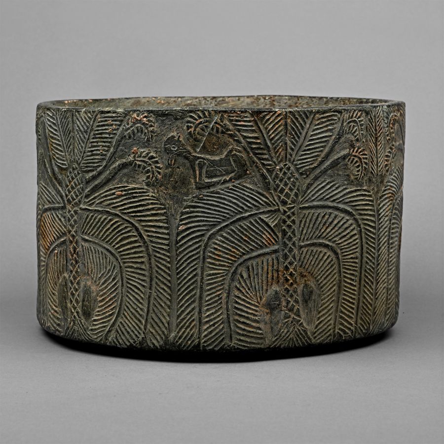 Mesopotamian Steatite Bowl with Animals and Palm Trees