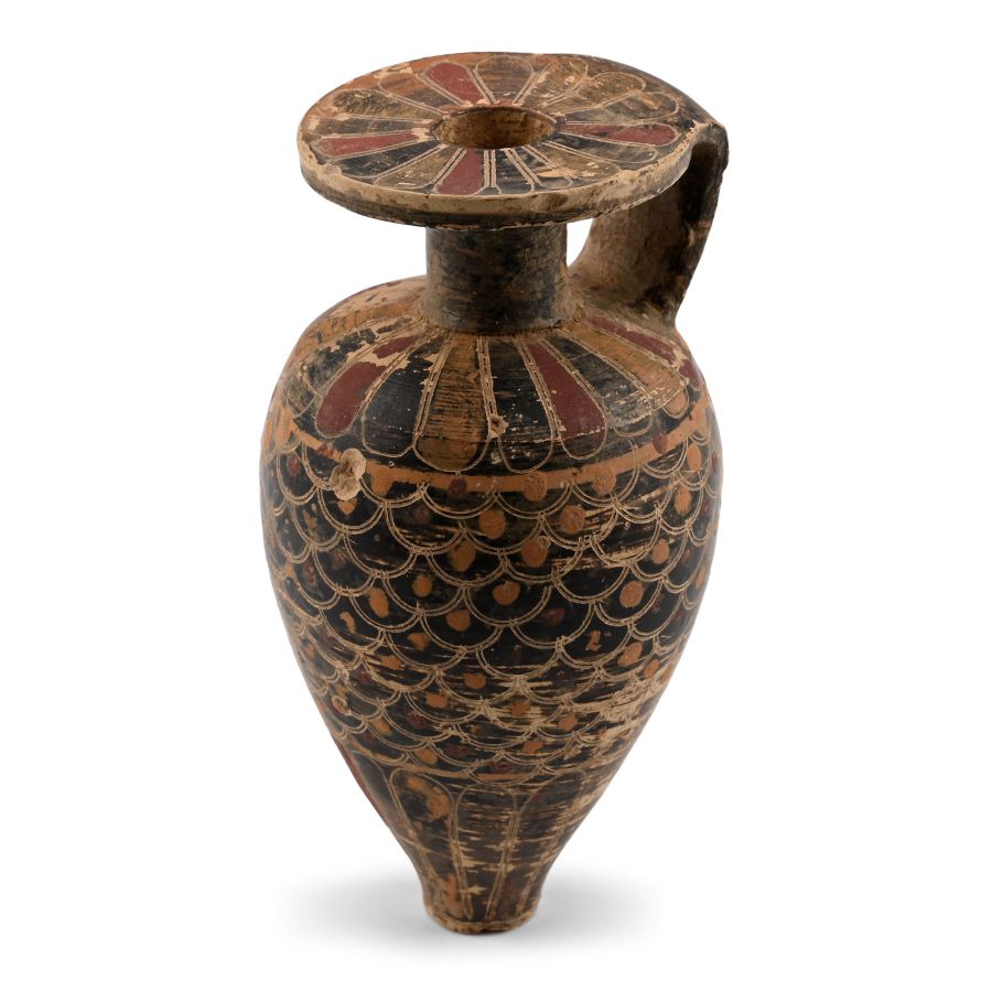 Proto-Corinthian Painted Terracotta Aryballos