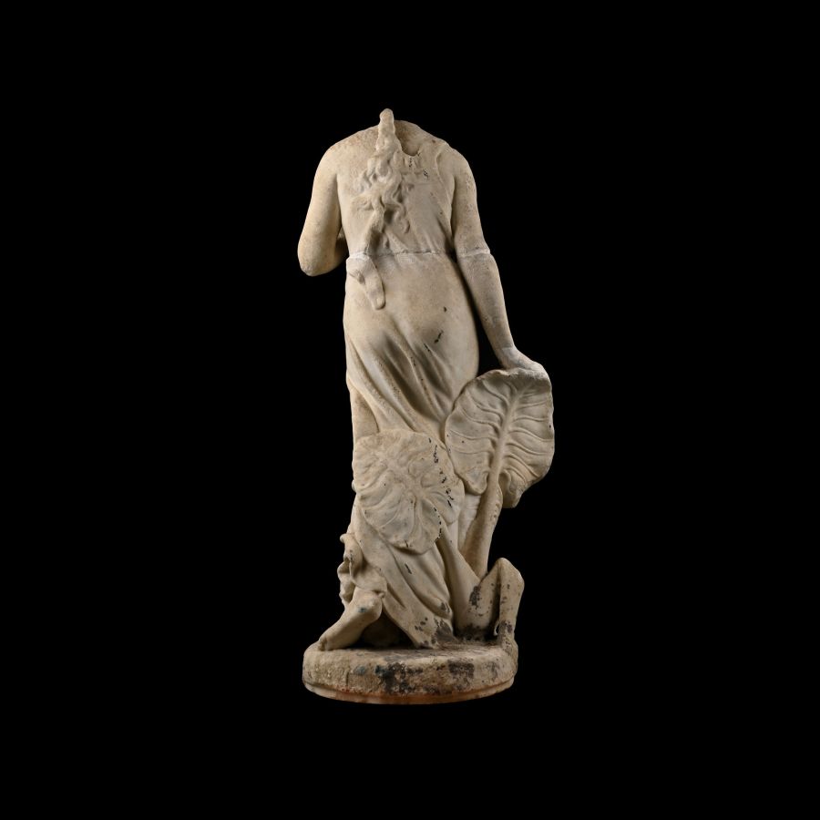 Large Carved Marble Statue of a Headless Maiden Holding a Dove
