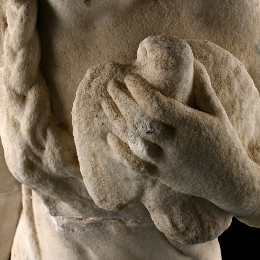 Large Carved Marble Statue of a Headless Maiden Holding a Dove