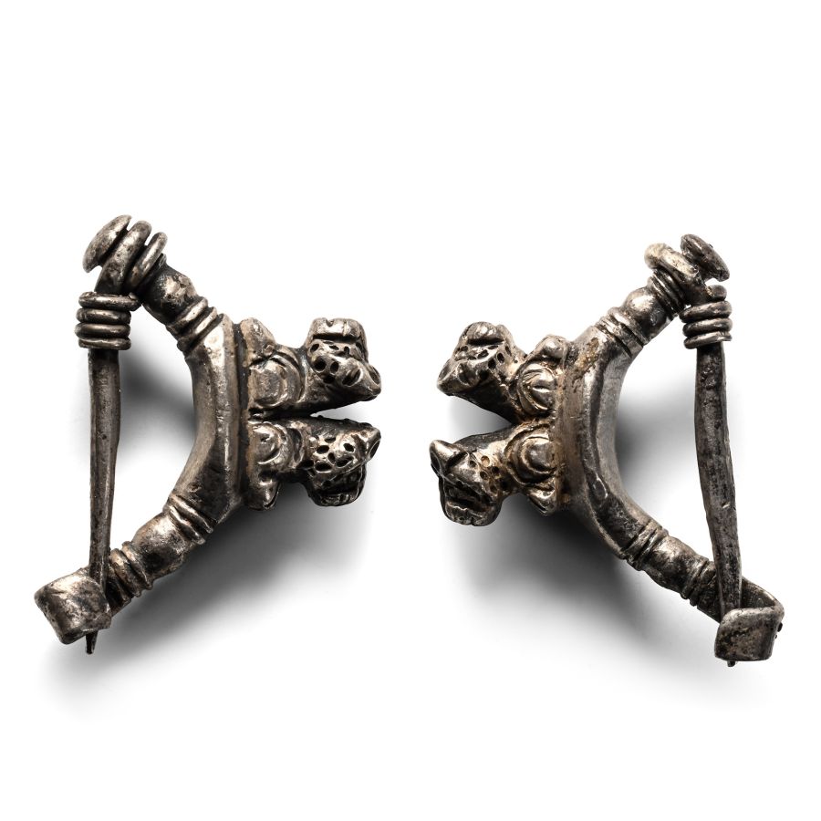 Achaemenid Silver Lion Brooch Pair