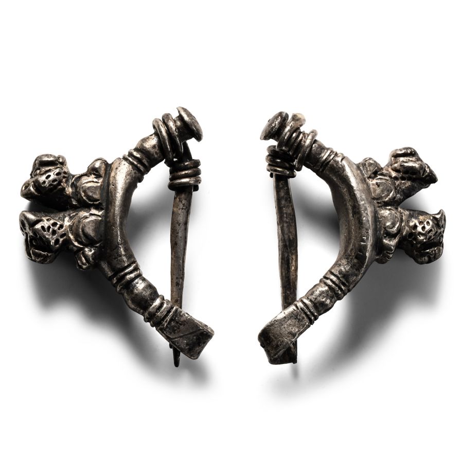 Achaemenid Silver Lion Brooch Pair