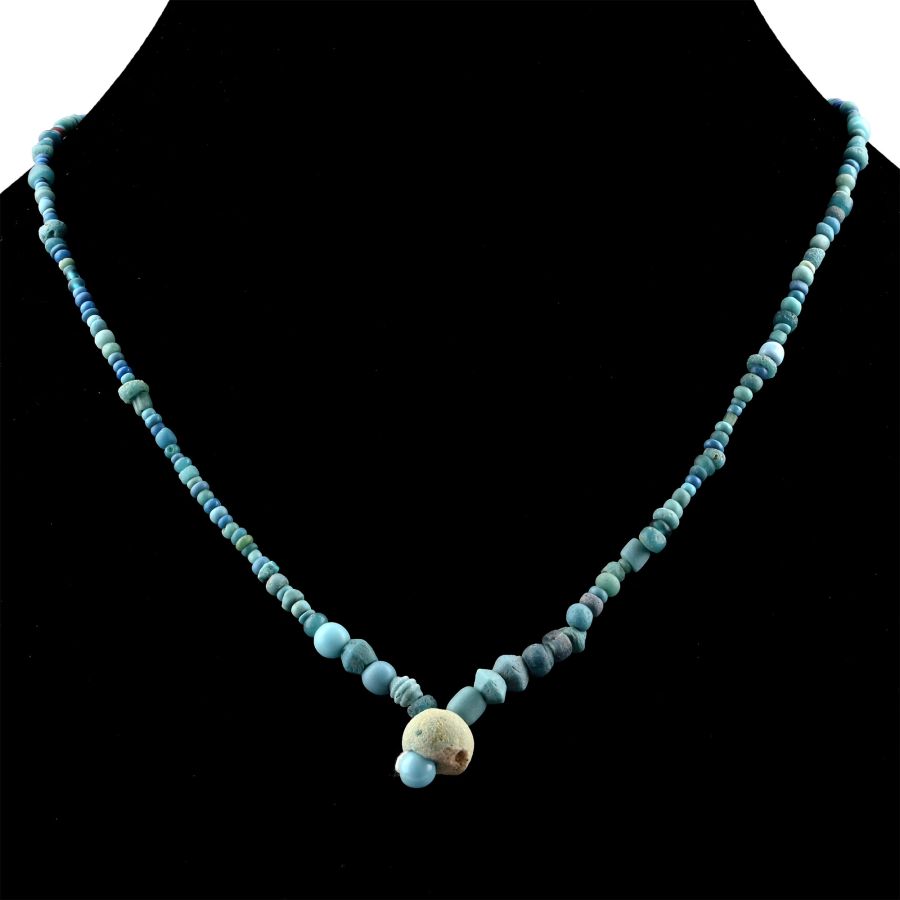 Western Asiatic Mixed Blue Bead Necklace String