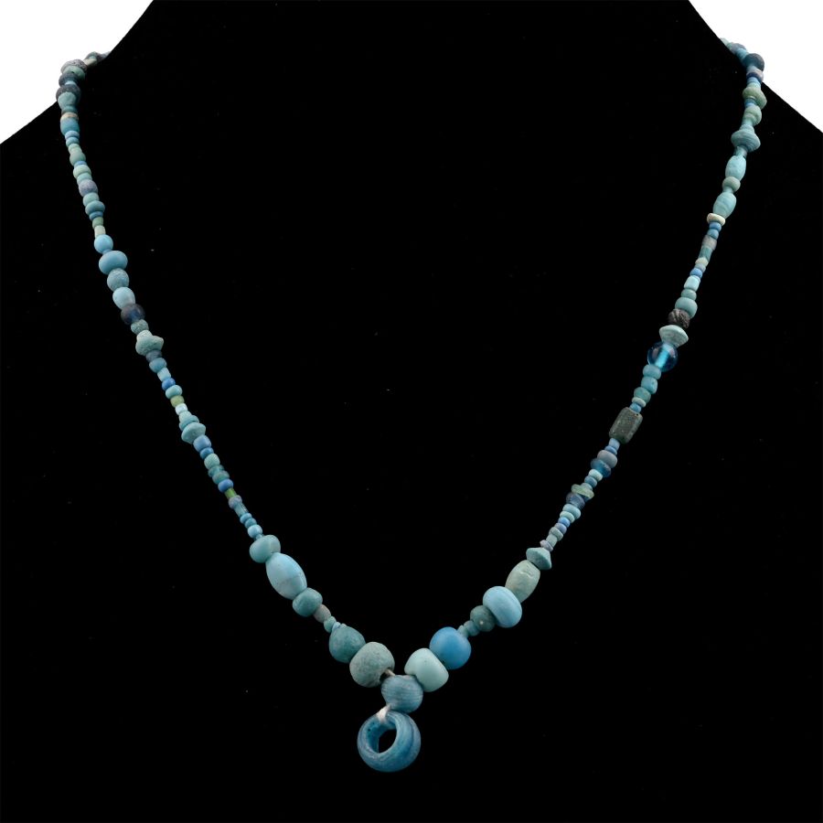 Western Asiatic Mixed Blue Bead Necklace String